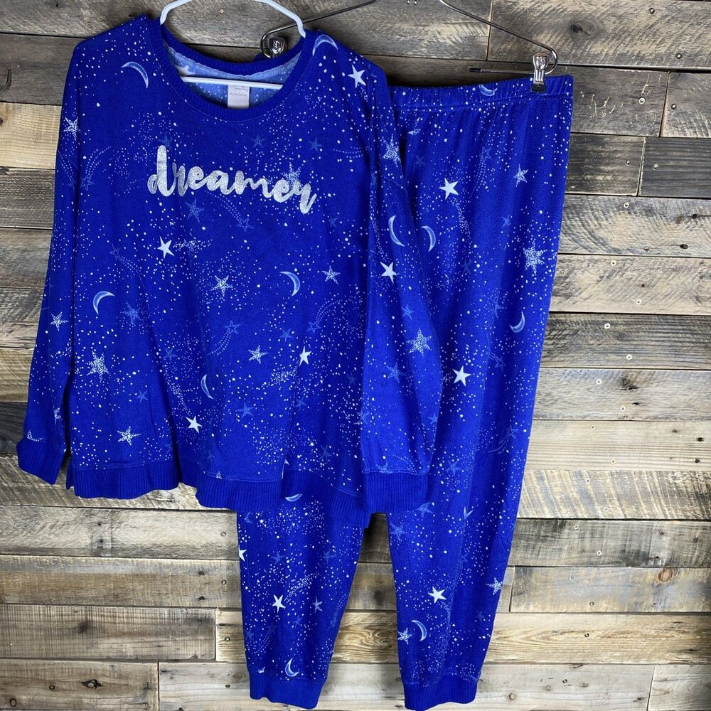 Secret Treasures Womens Sz XL Blue Stars & Moons Dreamer 2 Pc Soft Pajama Set